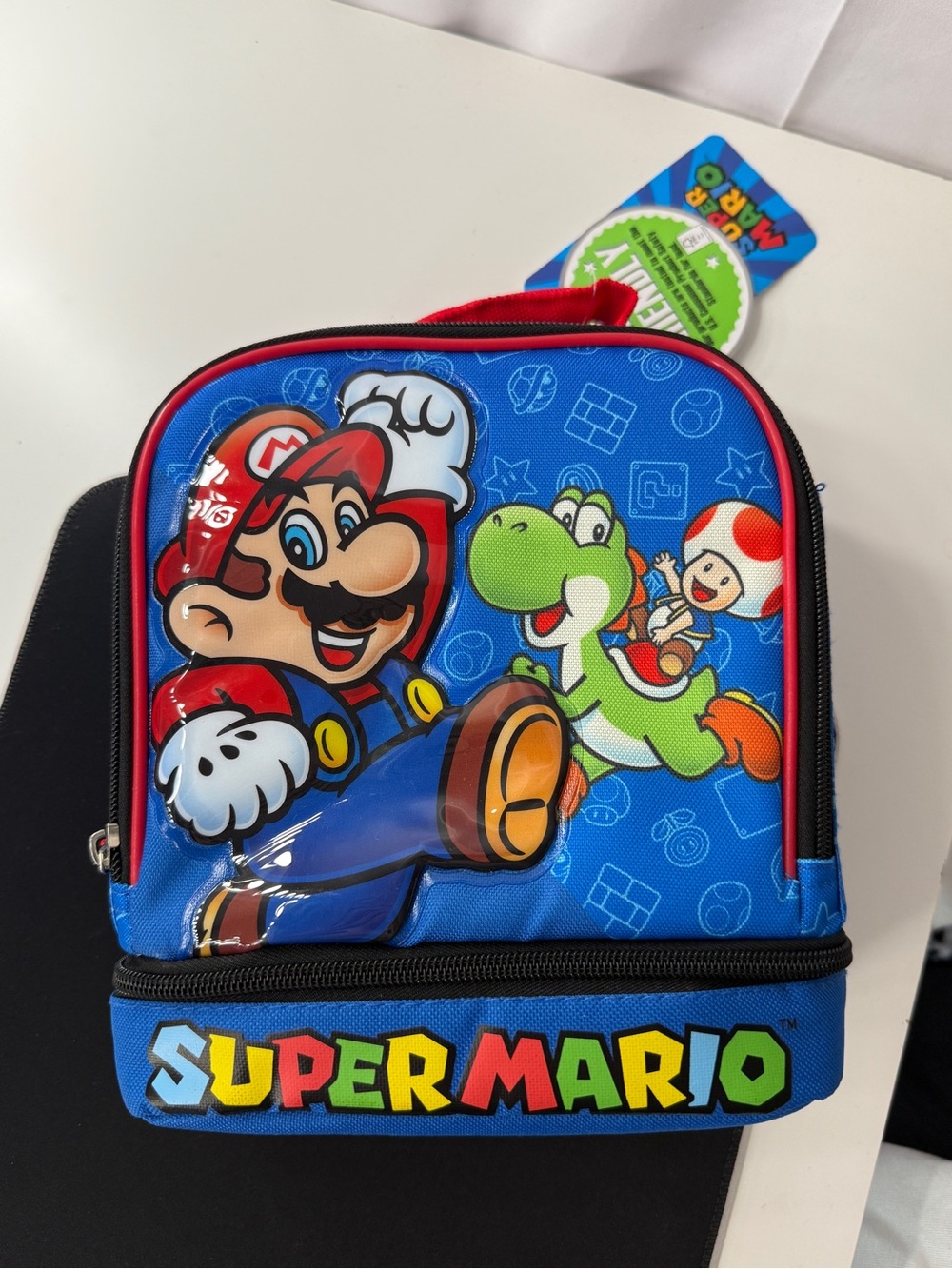 NWT Super Mario Bros Dual Compartment Insulated Lunch Box Bioworld Yoshi Toad